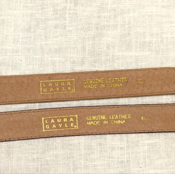 Lot of 2 Laura Gayle Suede Leather Belts Brown Tan Women's Sz XL - Picture 9 of 11